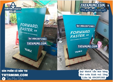Bục phát biểu trong hay in decal màu