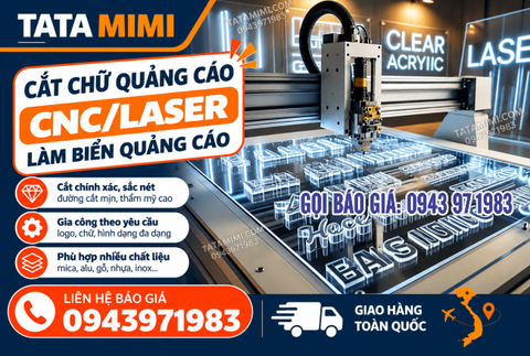 Cắt Chữ Nổi Mica Trong 15mm làm chữ quảng cáo