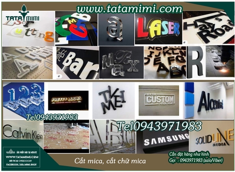 Chữ mica được cắt theo các front chữ khác nhau