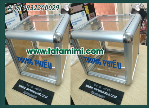Hòm phiếu mica viền bo nhôm chắc chắn