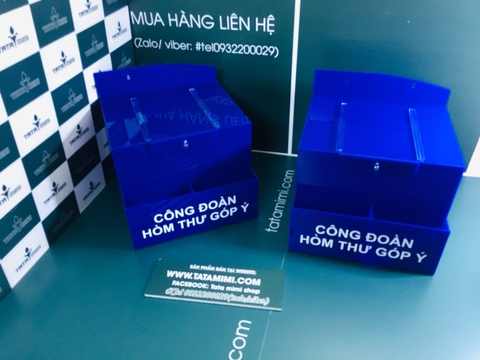 Hòm thư góp ý bằng mica xanh coban