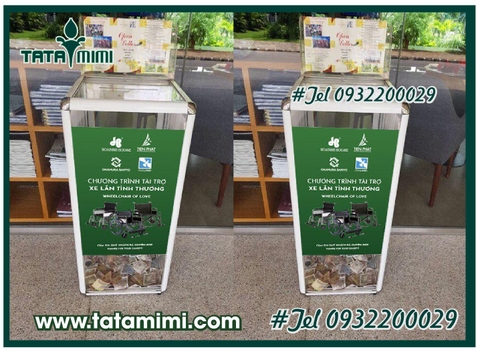 Thùng từ thiện bo nhôm hình vuông - hình chữ nhật