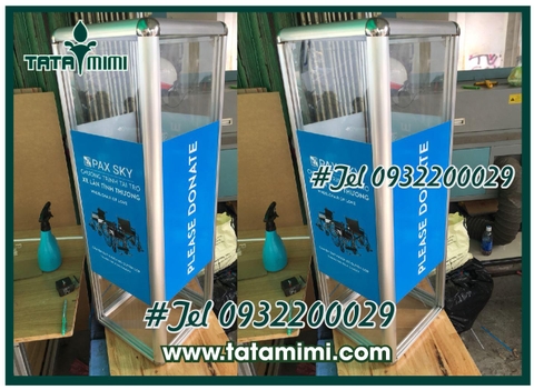 Thùng từ thiện bo viền nhôm hình chữ nhật