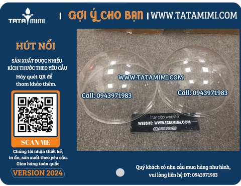 Báo Giá Hút Nổi Mica Tròn Bán Cầu Đường Kính 15cm (BG240298)