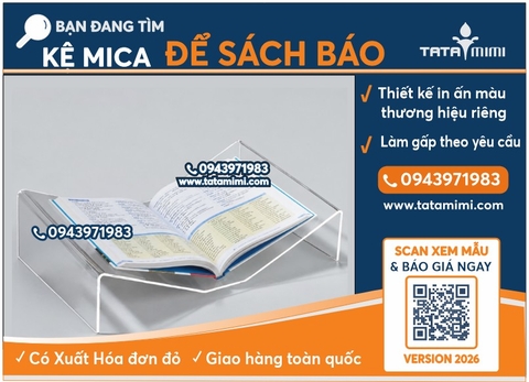 Kệ Mica Đỡ Sách Mở Trong Suốt – Trưng Bày Sang Trọng