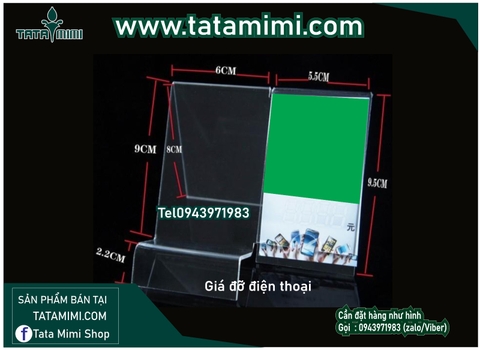 Mica uốn thành kệ trưng bày điện thoại