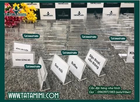 Biển để tên sản phẩm mica