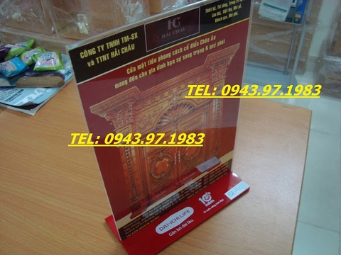 Mẫu kệ menu đế đỏ,mặt mica trong
