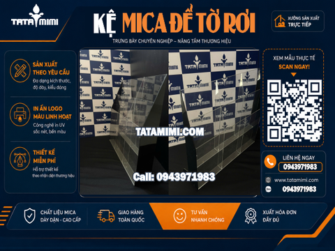 Kệ mica để brochure 9 ngăn mica đen
