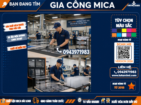 Gia Công Mica Thành Kệ Mica, Menu Mica Và Hút Nổi Mica