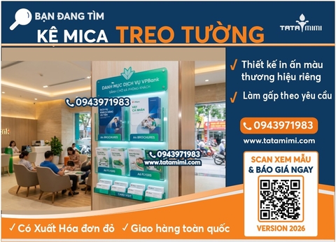 Kệ mica treo tường theo nhận diện thương hiệu ,Thiết kế riêng chuyên nghiệp