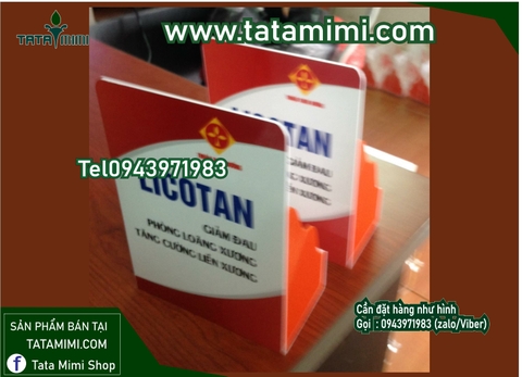 Kệ trưng bày thuốc để bàn logo in decal