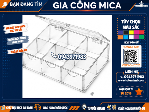 Khay mica để ly 6 ngăn