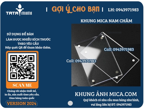 Làm khung mica nam châm? có làm theo kích thước nhiều loại không? hay chỉ c ó 1 loại cố định