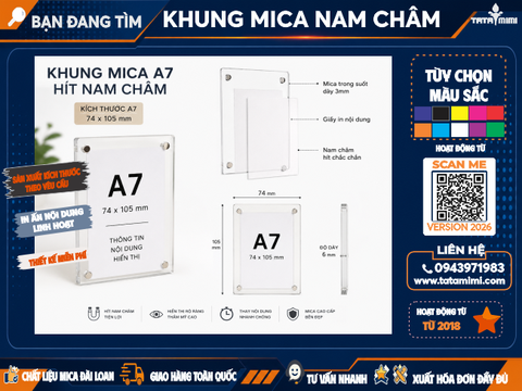 Khung mica hít nam châm A7?