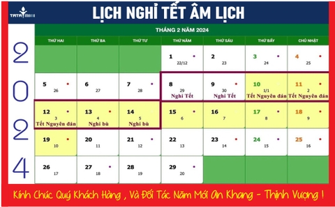 Thông báo lịch nghỉ tết âm lịch 2024