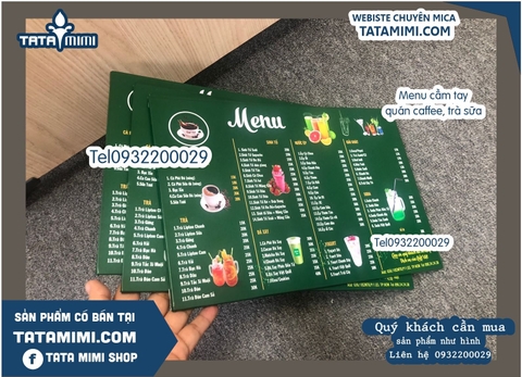Menu cầm tay để bàn hay dùng cho quán cà phê- trà sữa