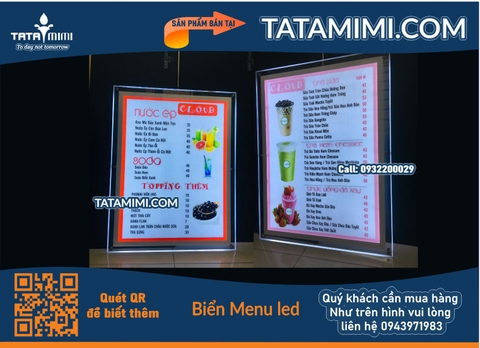 Thiết Kế, In Ấn Menu và Cung Cấp Biển LED Menu Mica Siêu Sáng
