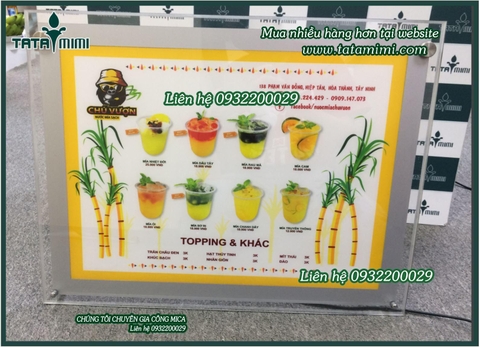 Hộp mica menu trà sữa led siêu sáng