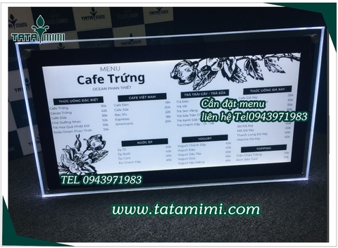 Bảng menu led chứa nội dung đồ ăn đồ uống