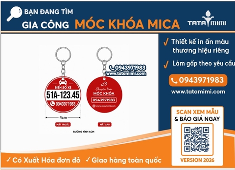 In móc khóa xe ô tô biển số và số điện thoại theo yêu cầu