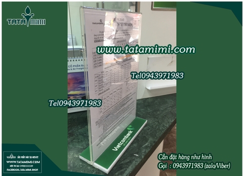 Standee để bàn với đế in logo công ty