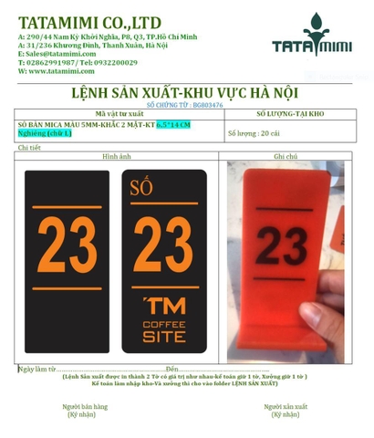 Kệ mica số order