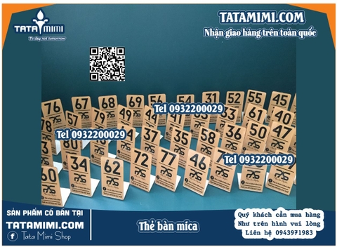 Thẻ đặt bàn in decal màu nhũ