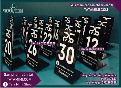 Thẻ bàn mica quán cà phê trà sữa