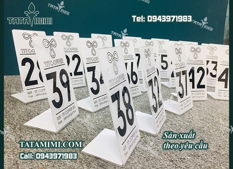 Thẻ bàn cà phê chữ L với các màu