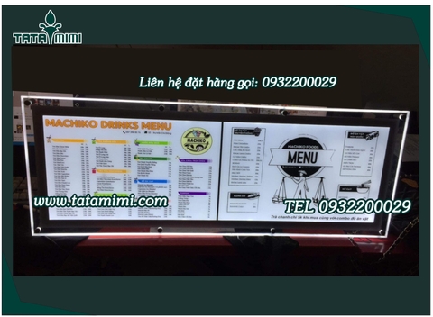 Bảng Menu thực đơn với thiết kế đèn led