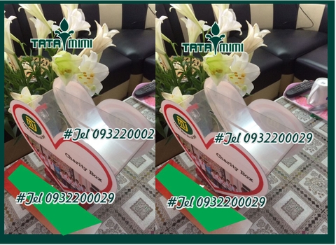 Sản phẩm hòm phiếu mica trong trái tim