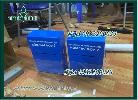 Thùng thư góp ý từ mica màu xanh