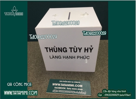 Thùng phiếu-thùng từ thiện làm từ mica có các kích thước phổ biến