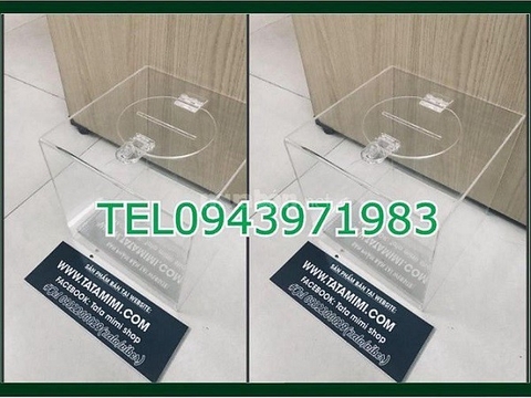 Thùng quỹ để tiền từ thiện từ mica