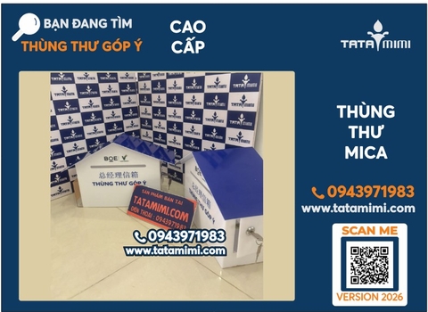 Thùng thư góp ý mica hình mái nhà đẹp, nhận làm theo yêu cầu
