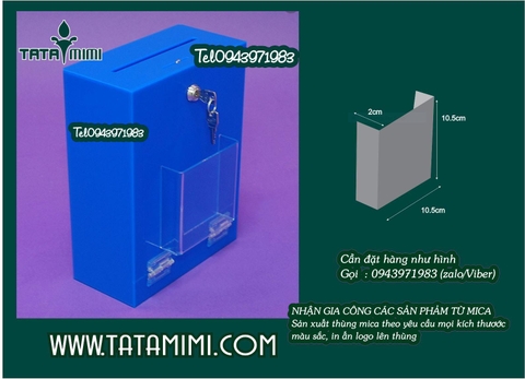 Hộp thư góp ý được làm từ mica màu xanh coban
