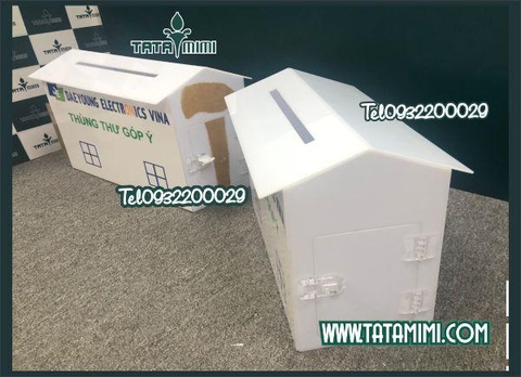 Thùng thư góp ý từ mica trong và trắng sữa