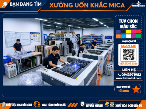 Khắc Laser Mica – Giải Pháp Gia Công Tấm Theo Yêu Cầu Chuyên Nghiệp
