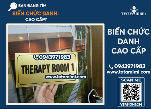 Biển chức danh Therapy Room 1 – Mica vàng cao cấp