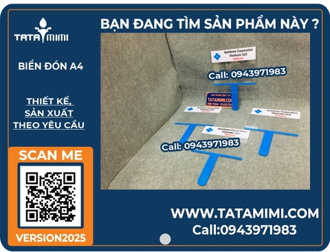Mẫu biển đón A4 ngang mica xanh coban in logo