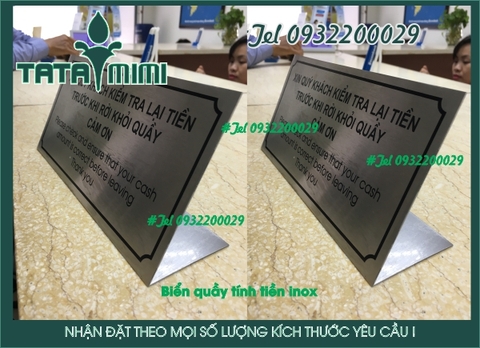 Biển tính tiền inox