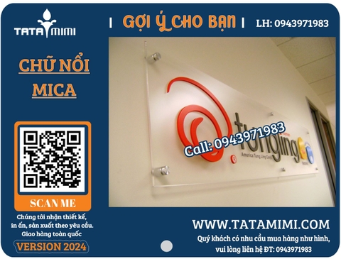 Chữ nổi mica logo gắn tường