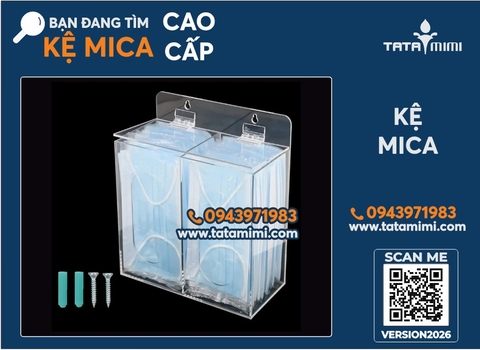 Hộp Mica Đựng Khẩu Trang Treo Tường Trong Suốt