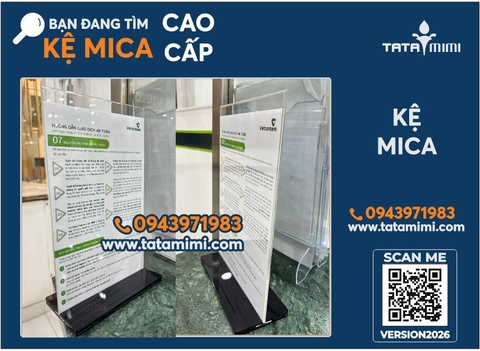 Kệ Mica Để Bàn A4 Kệ Menu mica đen