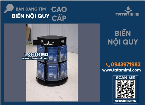 Kệ Mica Brochure Xoay 6 Mặt A4 Gập 3