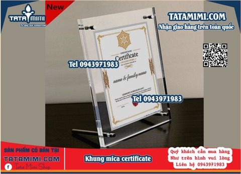 Khung mica để giấy certificate A4