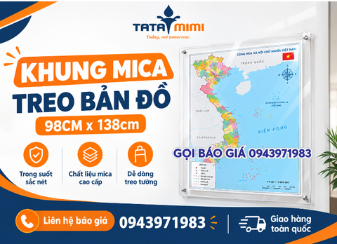 In bản đồ khung mica 98 x 138cm