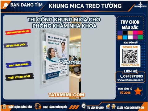 Khung Mica Nha Khoa Poster Treo Tường Cao Cấp Dễ Thay Poster