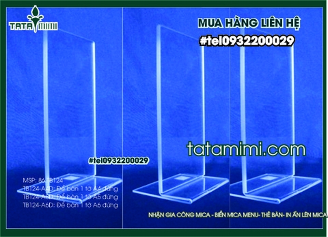 Menu Mica A4 đứng Đế liền TB124